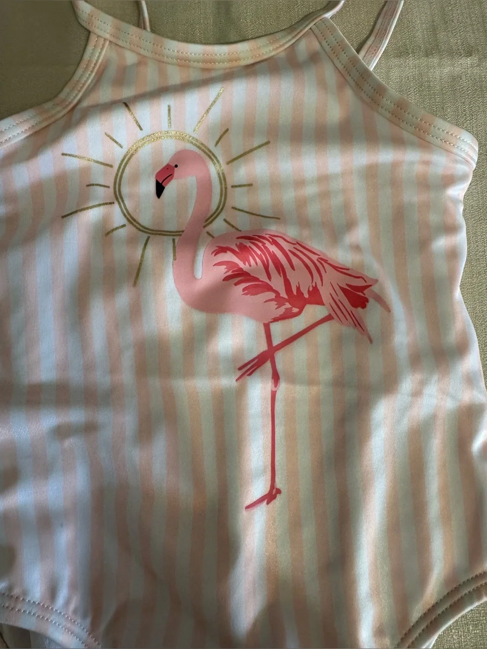 Crazy 8 Pink Vertical Stripe Flamingo Swimsuit